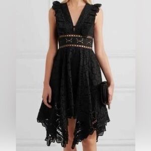 Zimmermann Black Asymmetrical Lace Dress